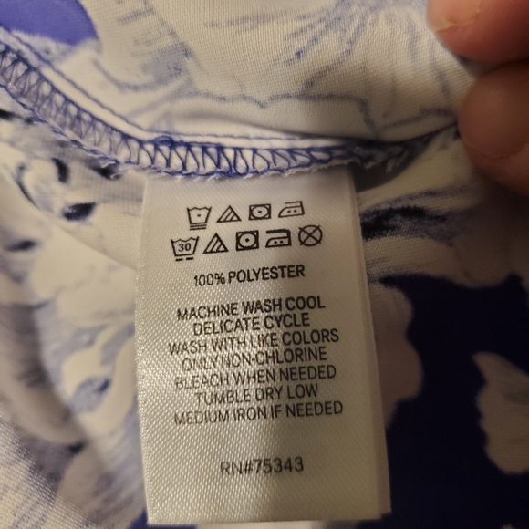 Tahari floral high low sleeveless maxi dress purplish blue polyester size S - Picture 13 of 13